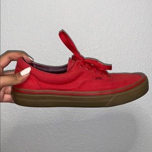 Red Canvas Gum Sole Vans